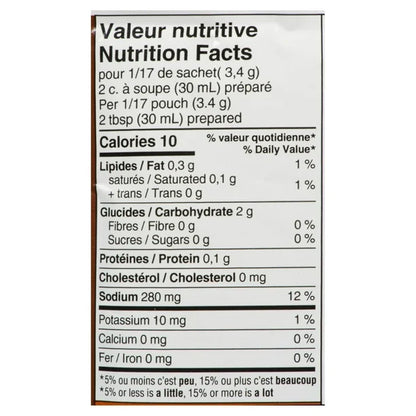 Nutrition facts label for a product on a white background