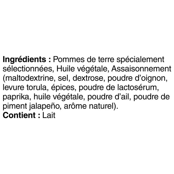Ingredients list in French on a white background