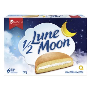 Box of Lune 1/2 Moon vanilla cookies with a night sky design on the packaging.