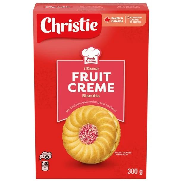 Box of Christie Classic Fruit Creme Biscuits on a white background