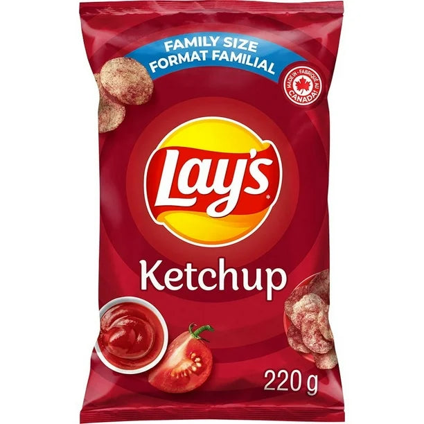 Lay's Ketchup potato chips packaging on a white background