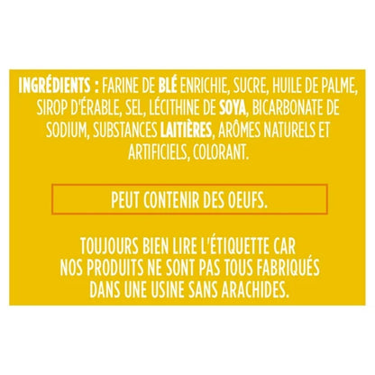 Yellow ingredient label with white text on a white background