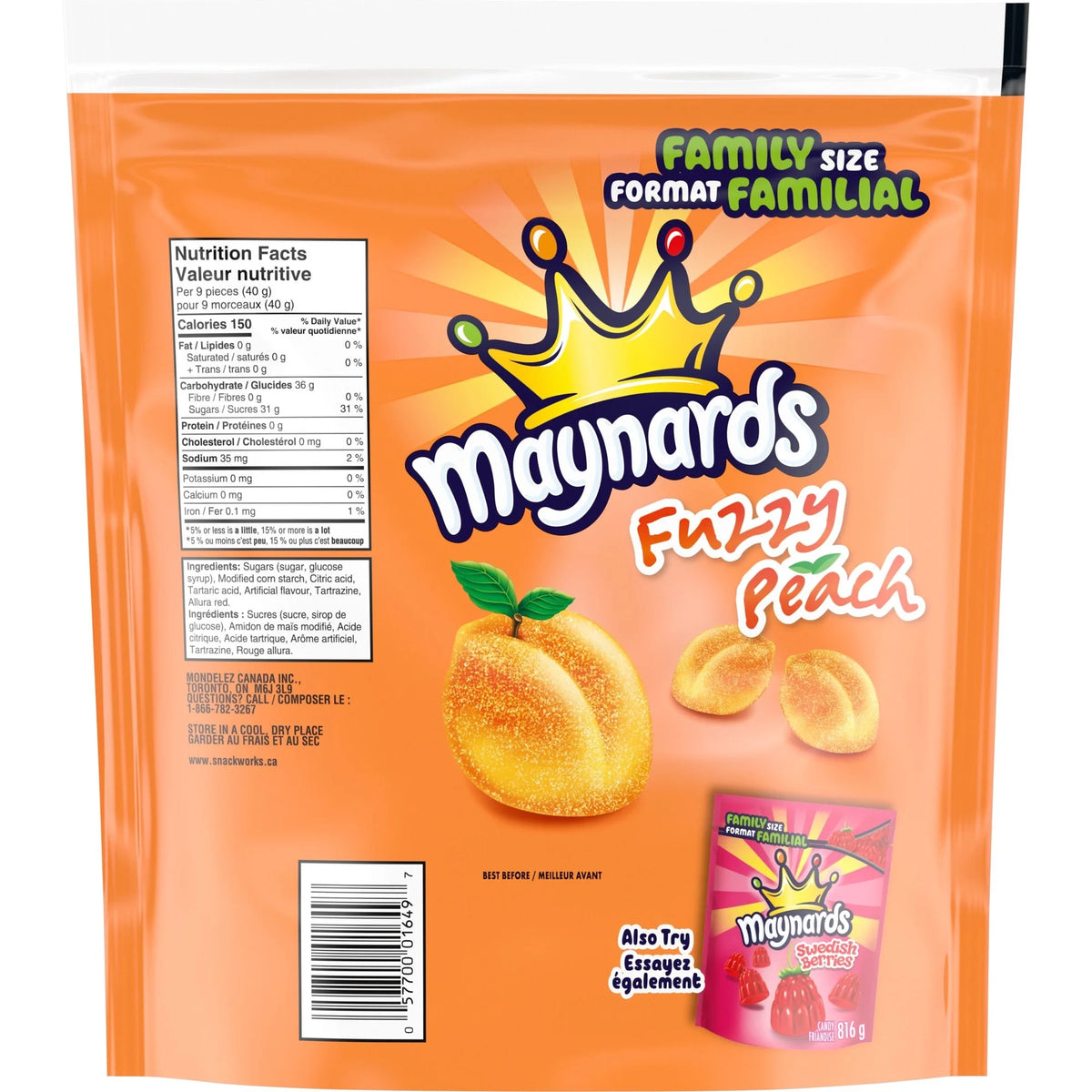 Bonbons gélifiés Pêches Acidulées Maynards (814 g)