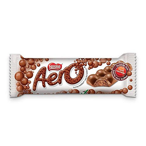 Nestle Aero chocolate bar packaging on a white background