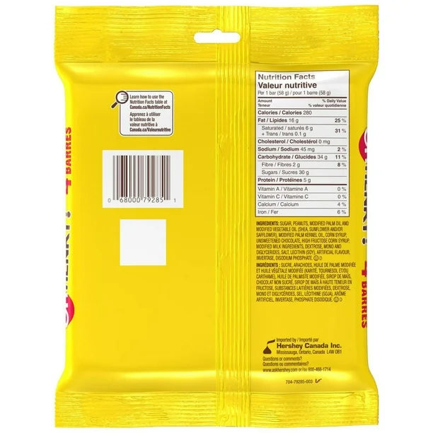 Yellow package with nutrition facts label on a white background