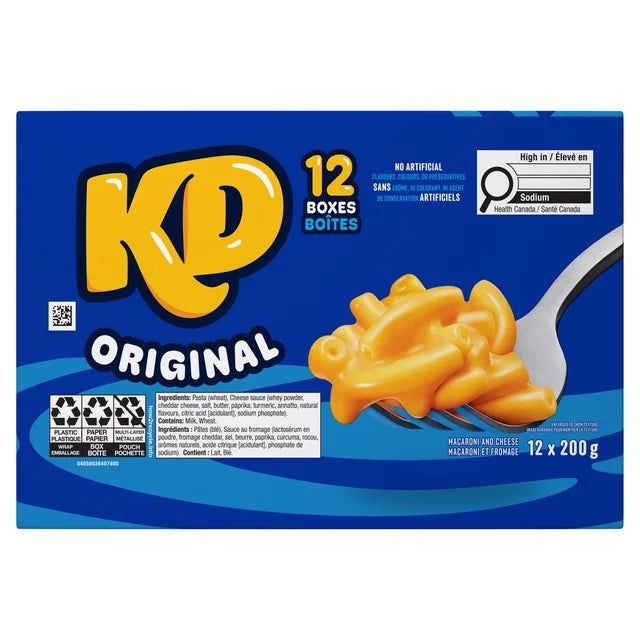 Kraft Dinner Original Macaroni au Fromage 12 Paquets (12 x 200G)
