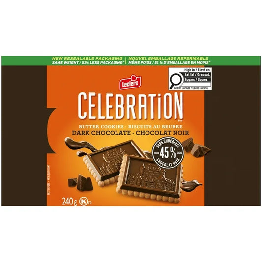 Biscuits au beurre au chocolat noir Leclerc Célébration 240G