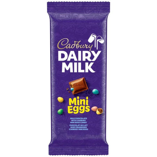 Barre de chocolat pleine grandeur Cadbury Dairy Milk avec Mini Eggs (90g)