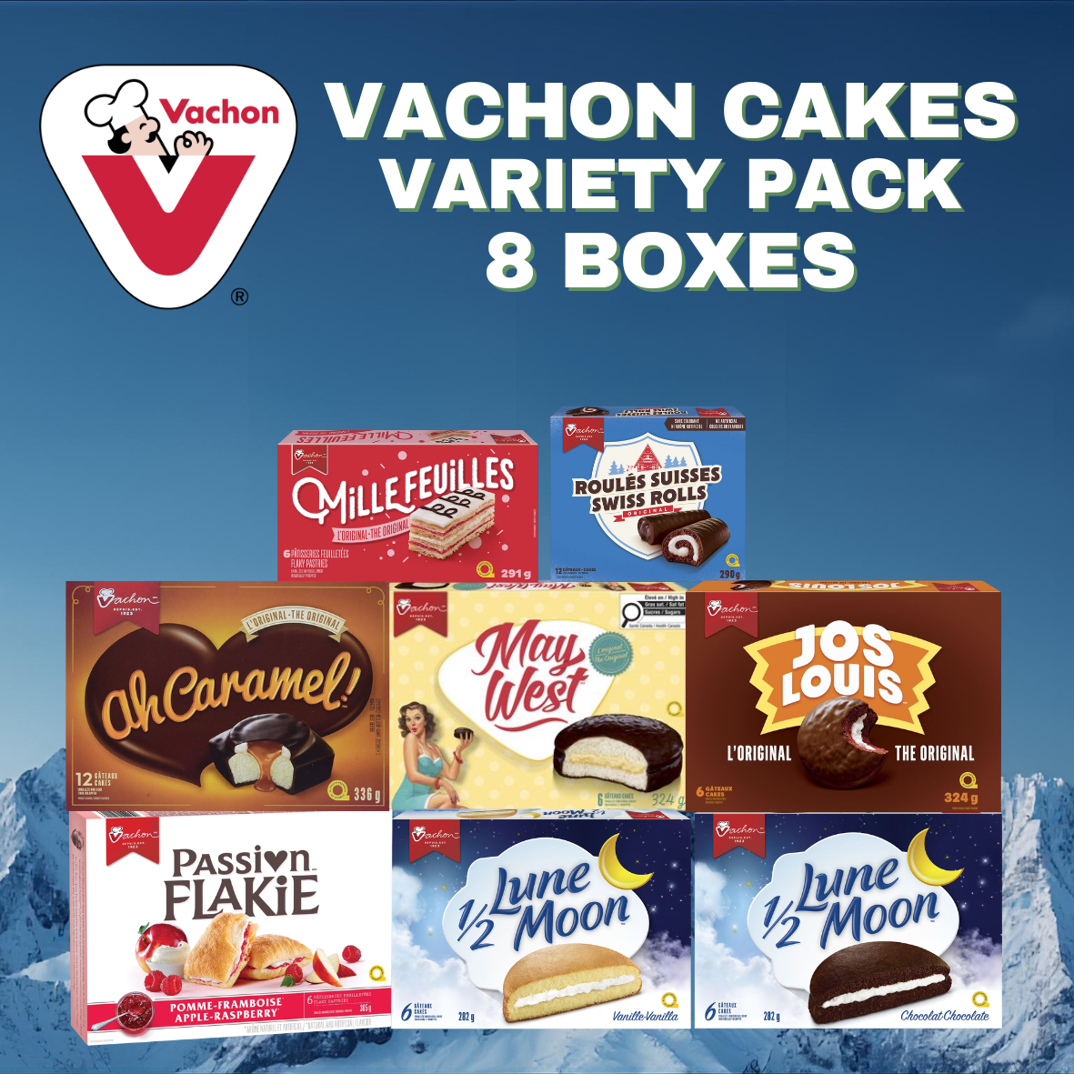 Vachon – Assortiment de gâteaux taille normale (8 boîtes / 60 gâteaux) (2,5 kg / 5,5 lb)